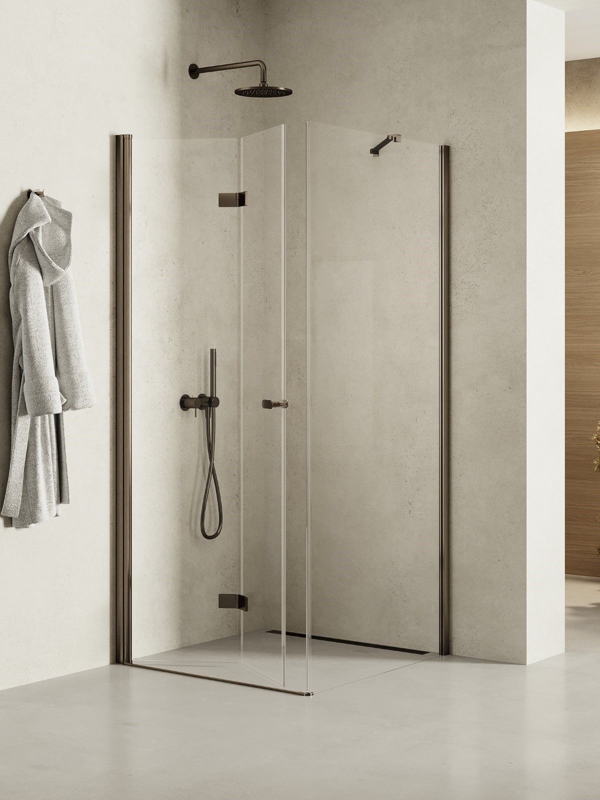 New Trendy New Soleo Gunmetal Brushed cabină de duș 90x80 cm dreptunghiular grafit periat/sticlă transparentă K-2201
