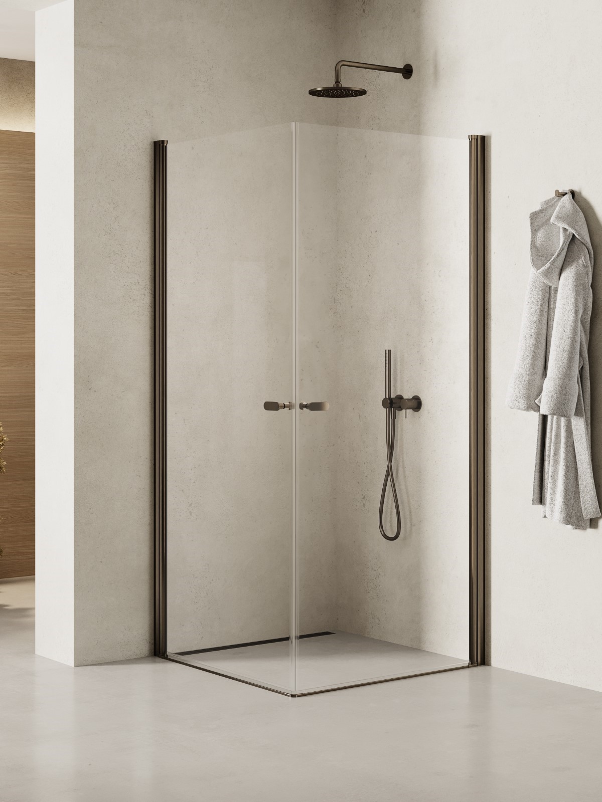 New Trendy New Soleo Gunmetal Brushed cabină de duș 90x80 cm dreptunghiular grafit periat/sticlă transparentă K-2178