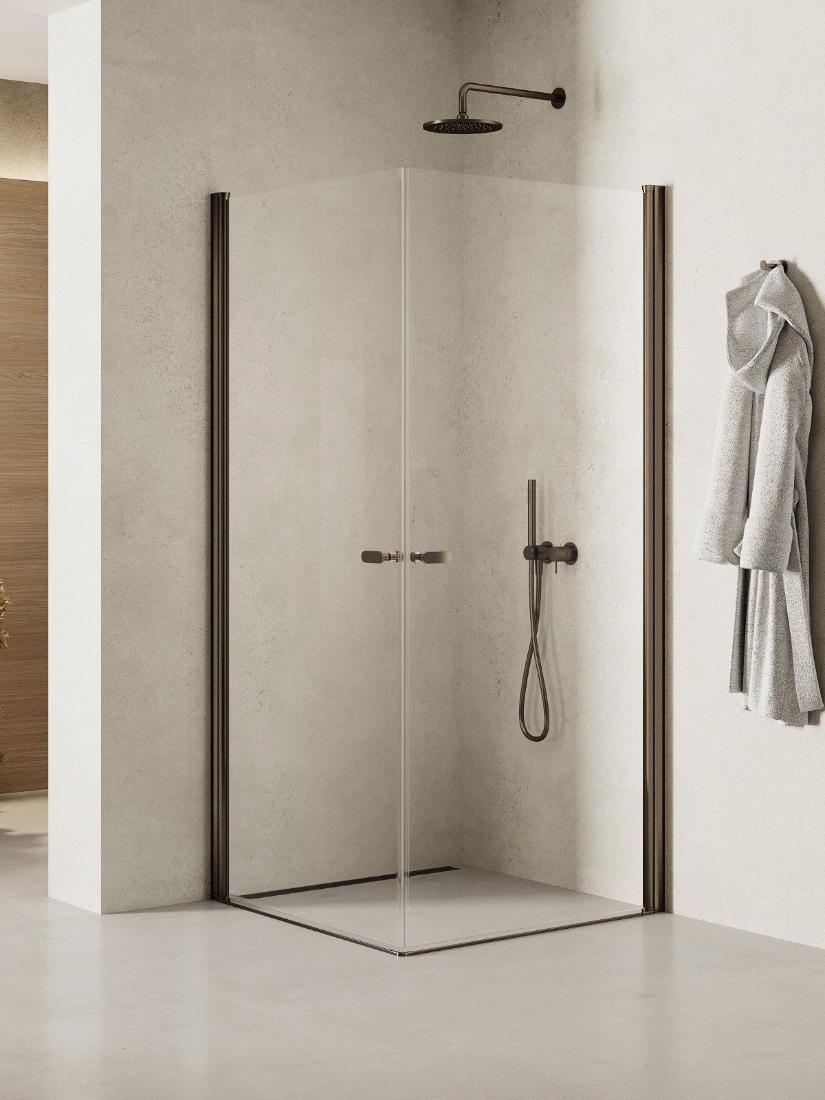 New Trendy New Soleo Gunmetal Brushed cabină de duș 80x80 cm pătrat grafit periat/sticlă transparentă K-2177