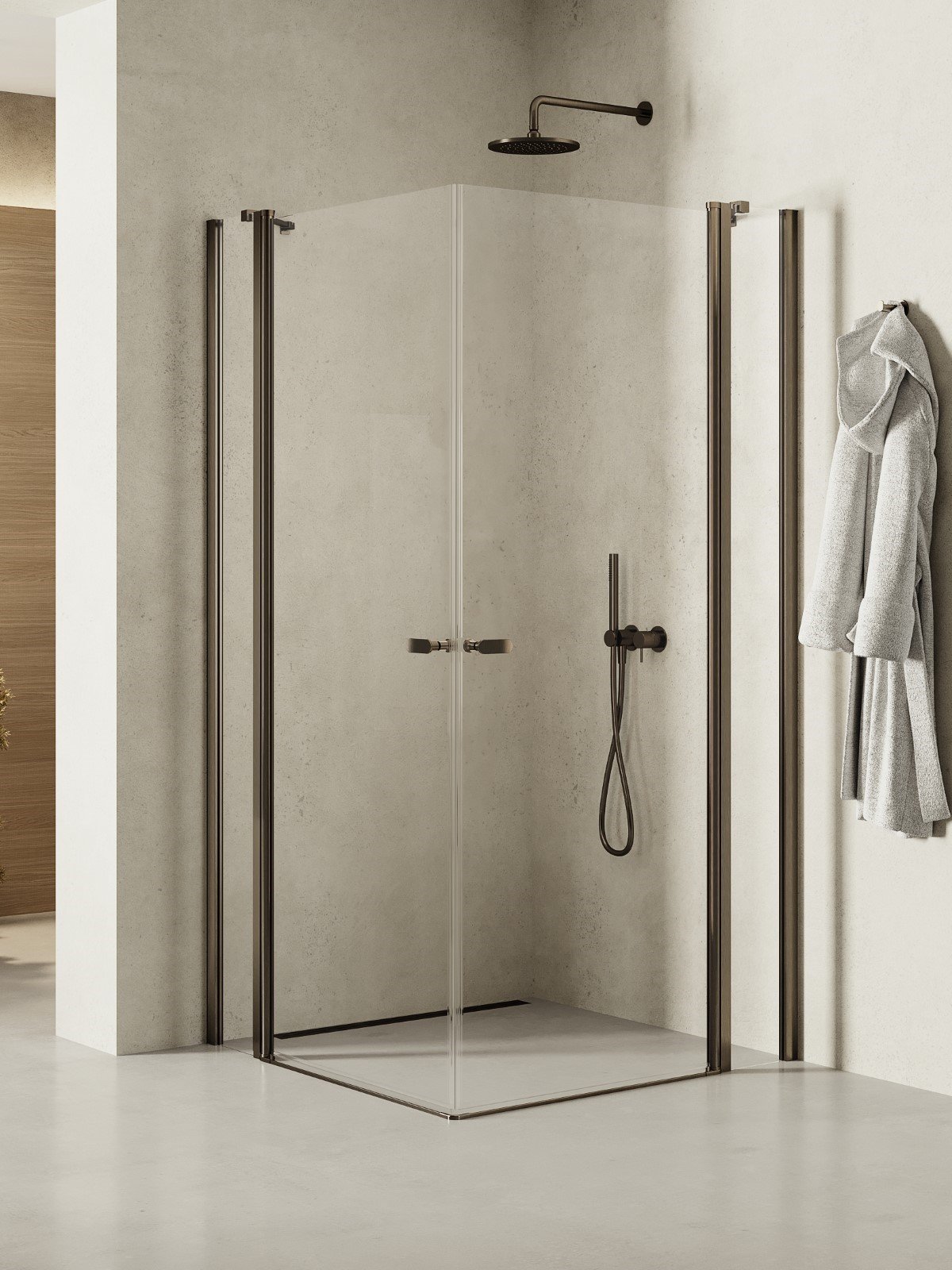 New Trendy New Soleo Gunmetal Brushed cabină de duș 110x100 cm dreptunghiular grafit periat/sticlă transparentă K-2188