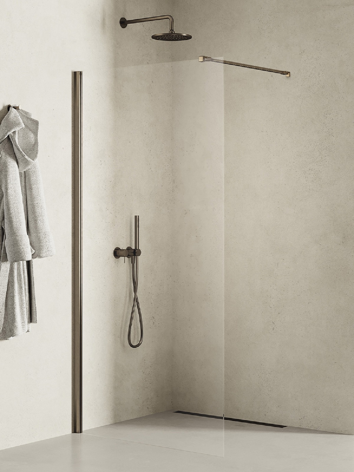 New Trendy New Soleo Gunmetal Brushed perete cabină de duș walk-in 90 cm grafit periat/sticla transparentă K-2261-WP