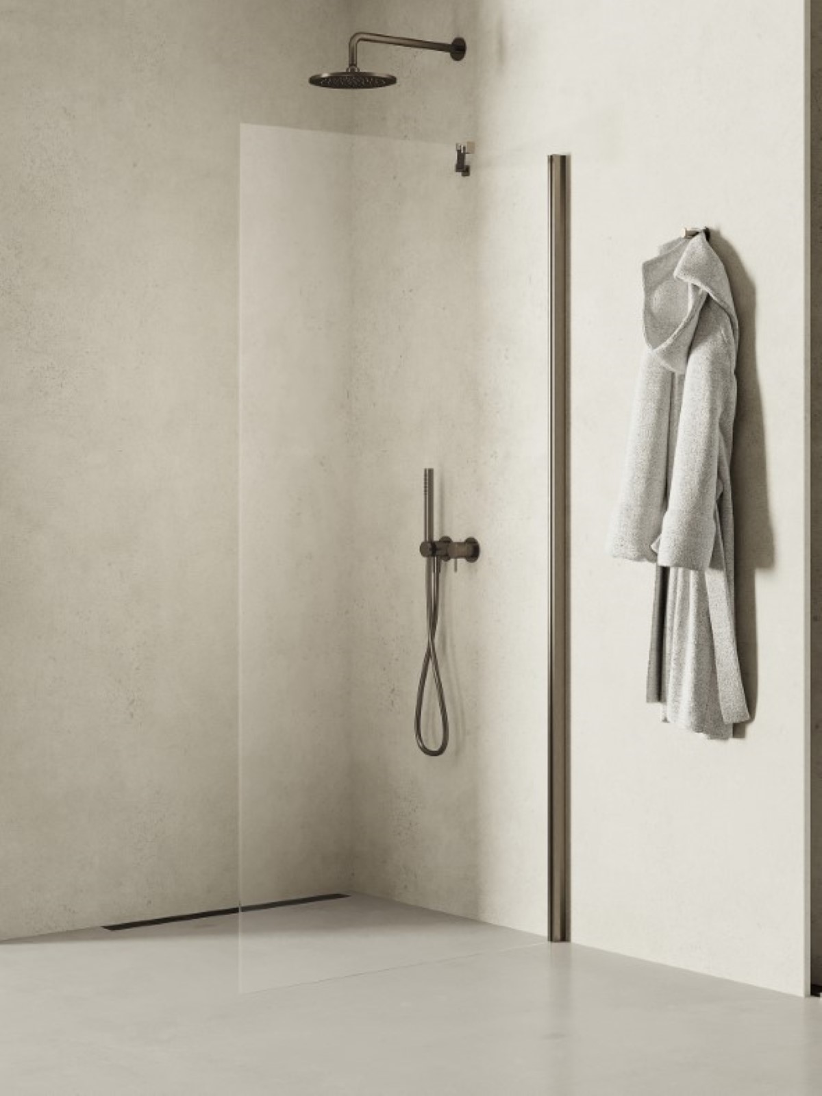 New Trendy New Soleo Gunmetal Brushed perete cabină de duș walk-in 100 cm grafit periat/sticla transparentă K-2262