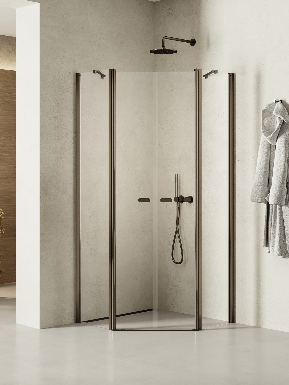 New Trendy New Soleo Gunmetal Brushed cabină de duș 90x90 cm grafit periat/sticlă transparentă K-1712