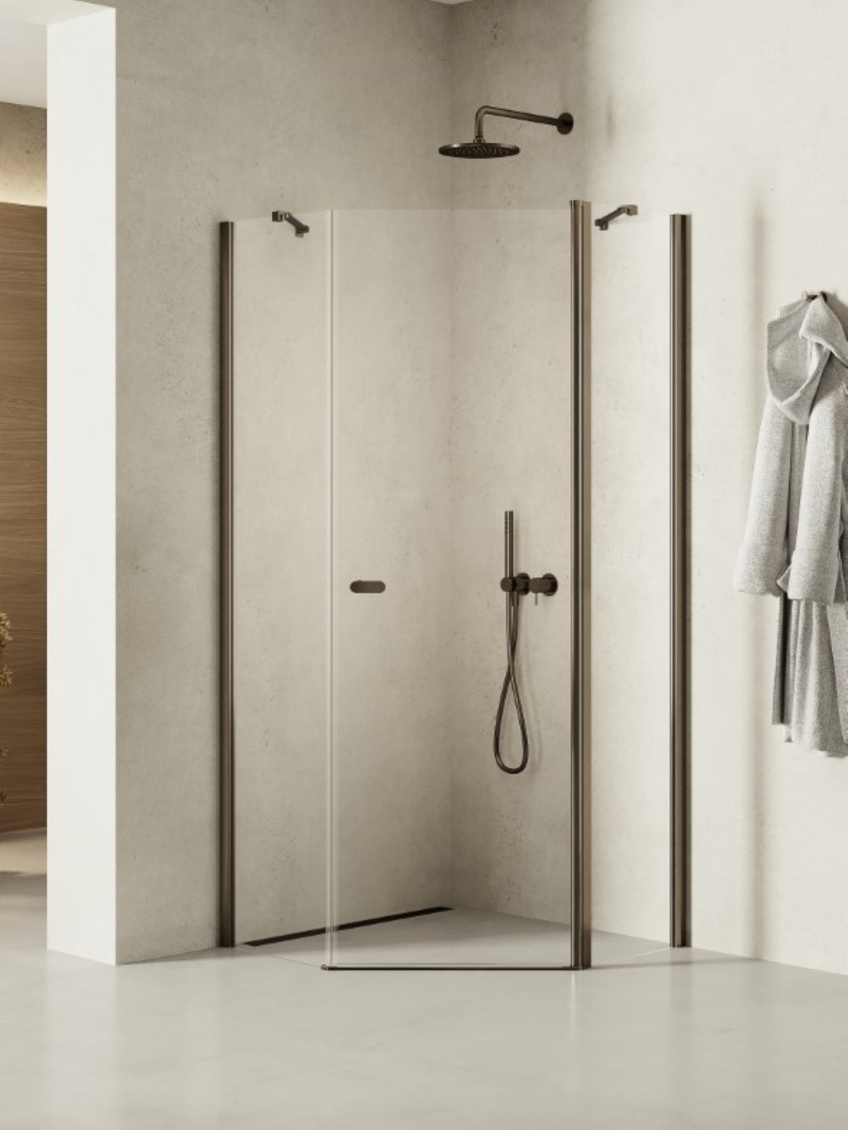 New Trendy New Soleo Gunmetal Brushed cabină de duș 80x80 cm grafit periat/sticlă transparentă K-1707