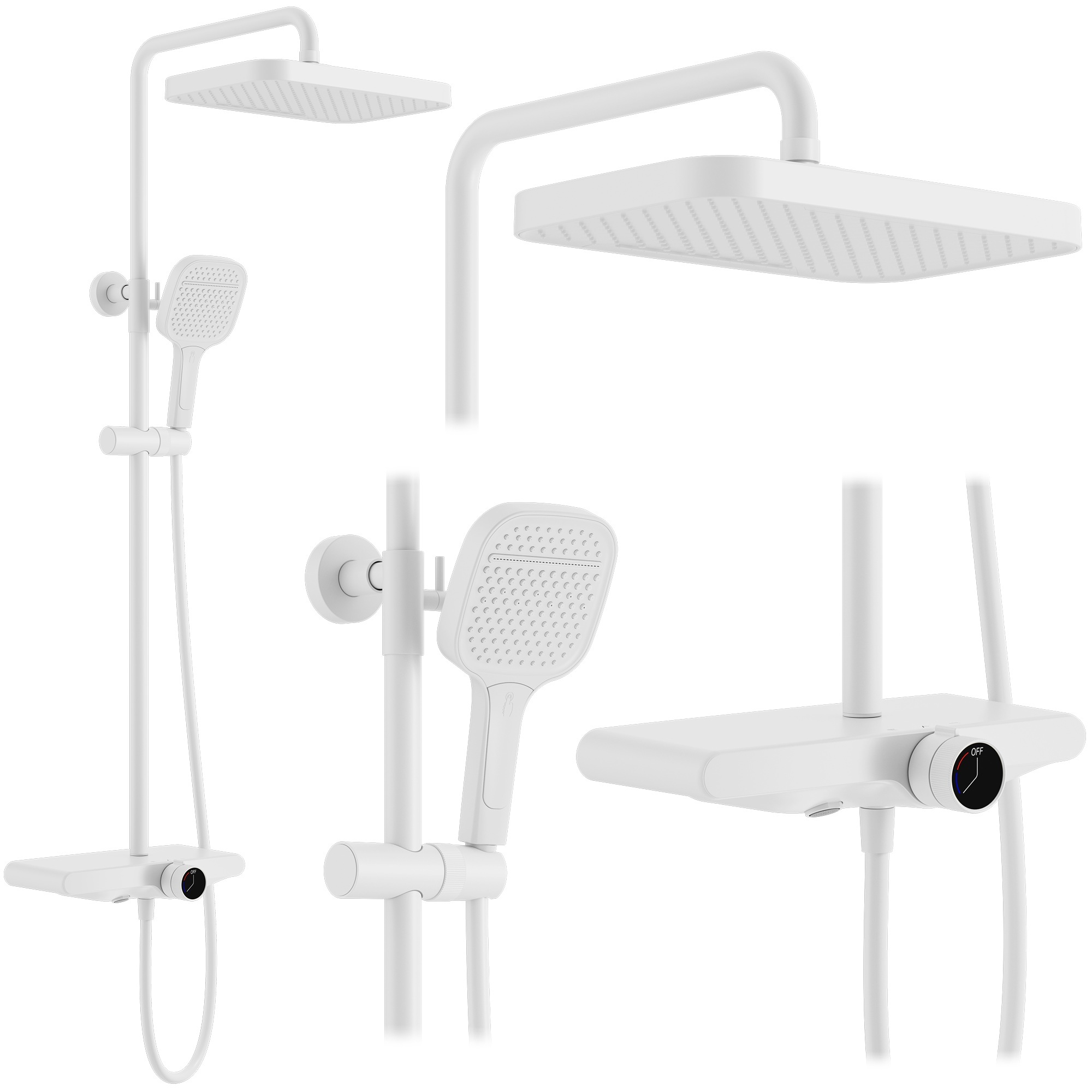 Rea Bari set de duș perete cu duș de ploaie alb REA-P0895