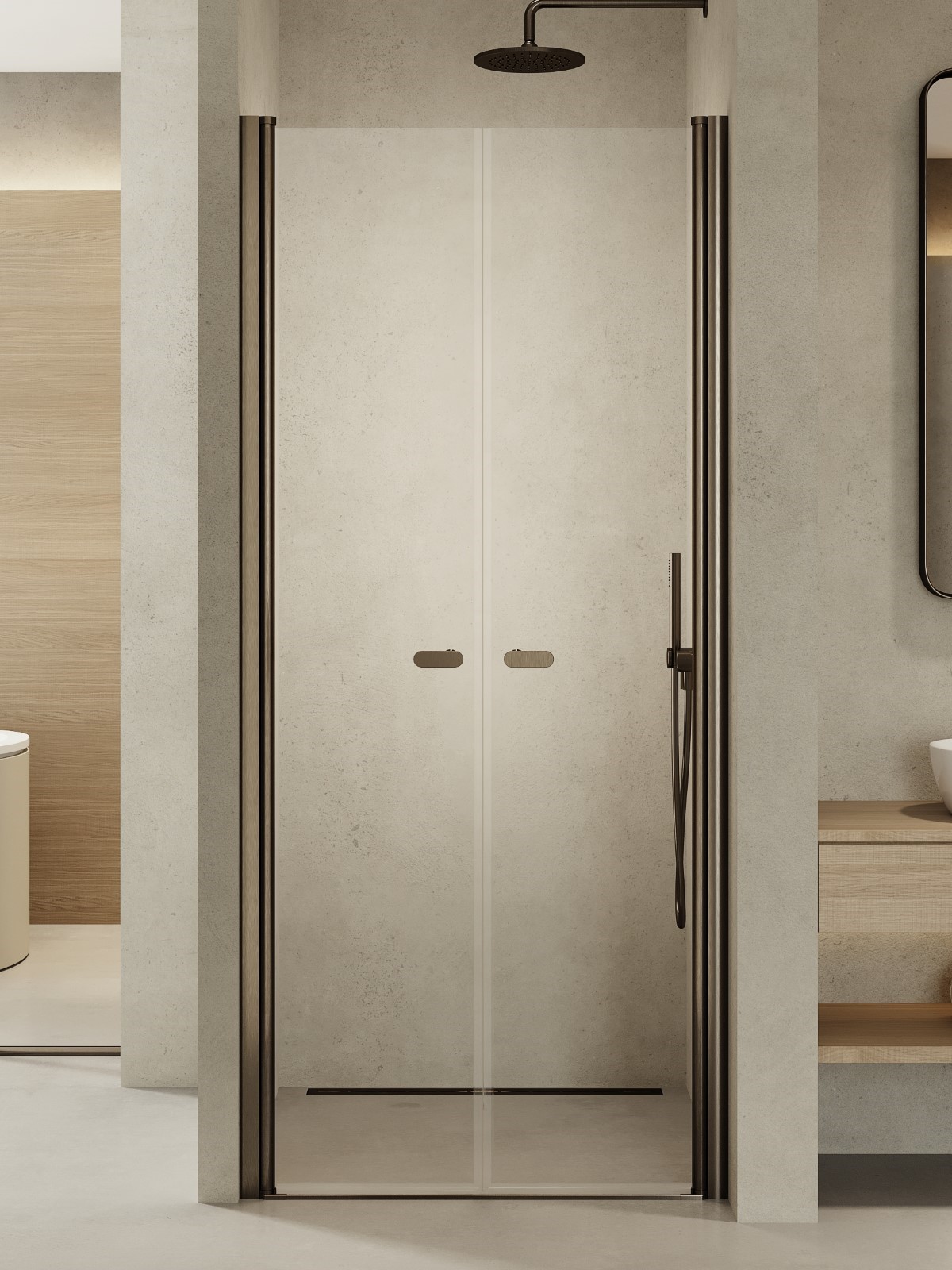 New Trendy New Soleo Gunmetal Brushed uși de duș 130 cm înclinabilă grafit periat/sticlă transparentă D-0551A