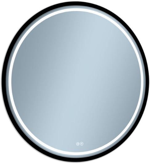Venti Baltic oglindă 80x80 cm rotund cu iluminare cu covoraș de încălzire negru 5907722357083
