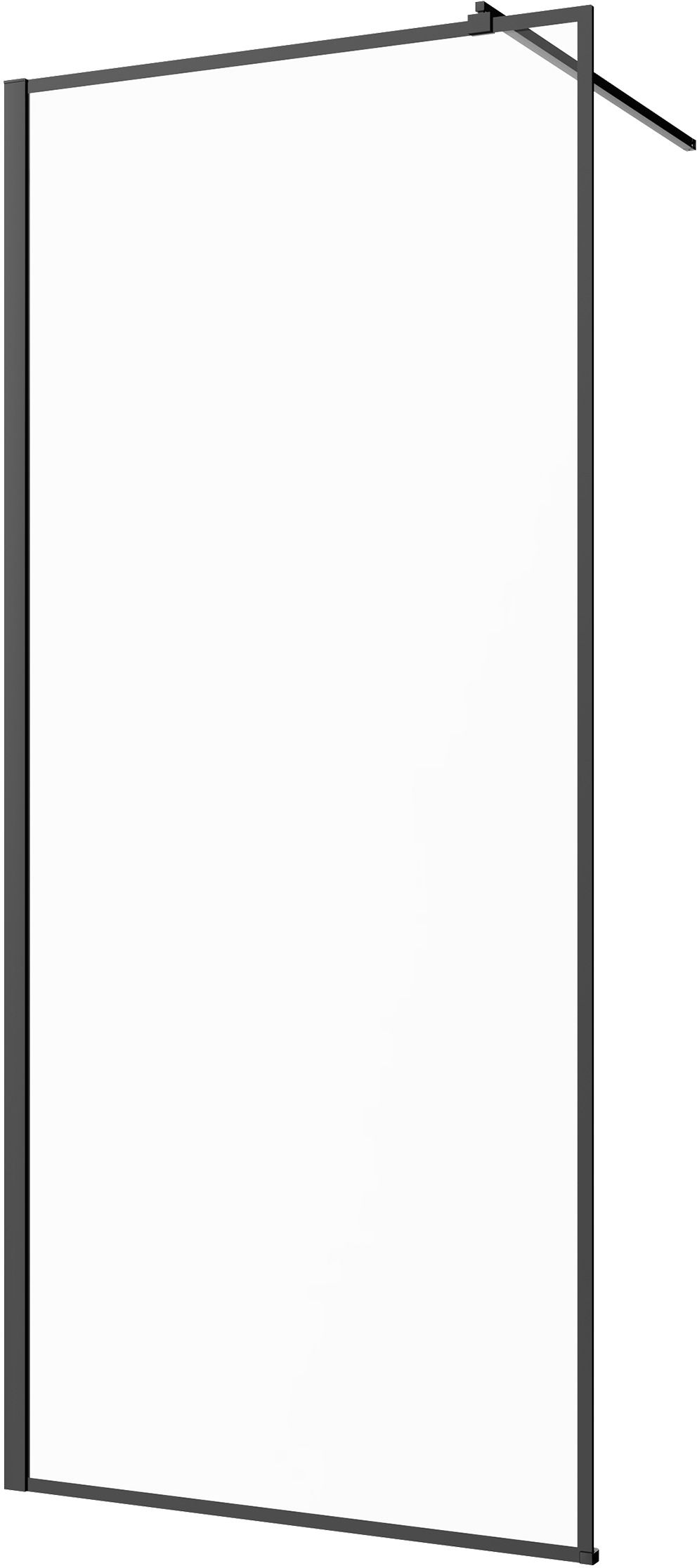 Invena perete cabină de duș walk-in 100 cm negru semi lucios/sticla transparentă AK-32-108