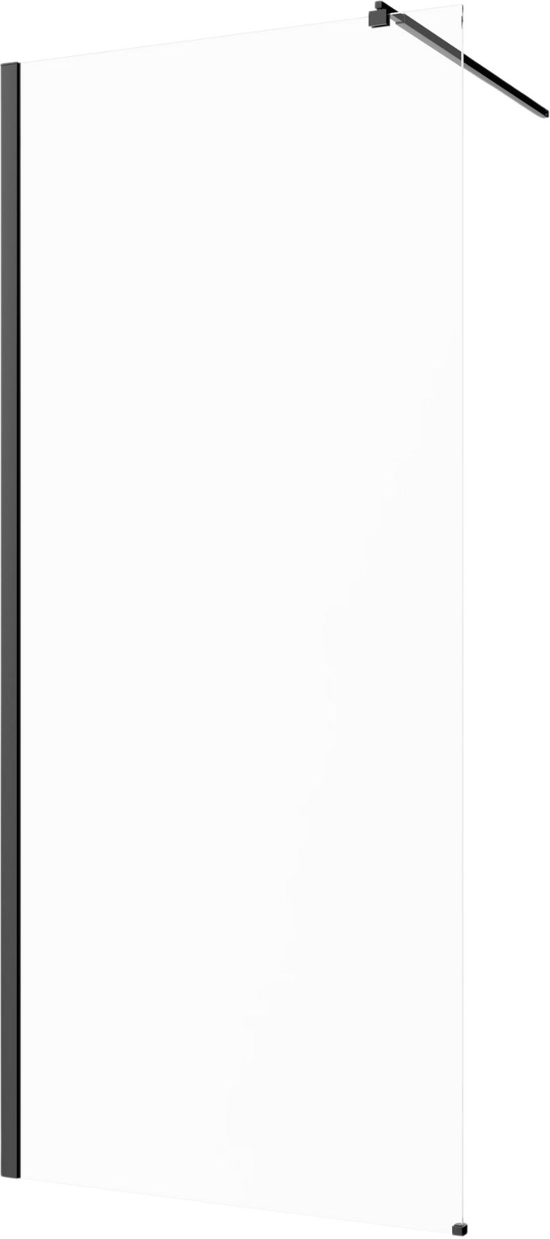Invena perete cabină de duș walk-in 100 cm negru semi lucios/sticla transparentă AK-32-101