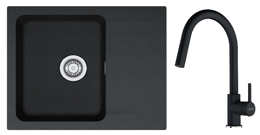 Set baterie bucătărie Franke Lina 115.0626.055, chiuvetă tectonite Franke Orion 114.0286.441