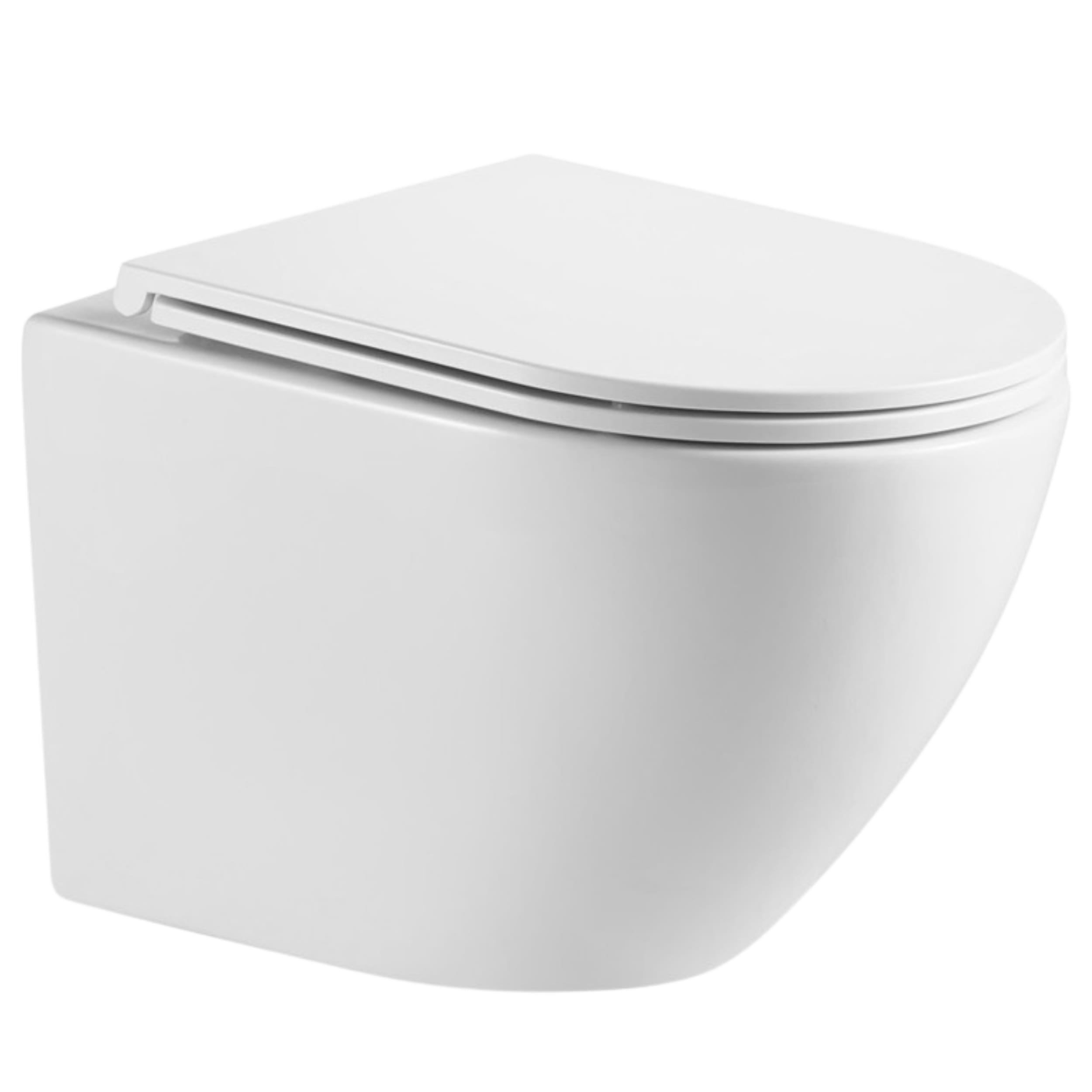 Invena Limnos vas wc cu capac soft-close agăţat fără margine cu spălare turbionară alb lucios CE-93-001