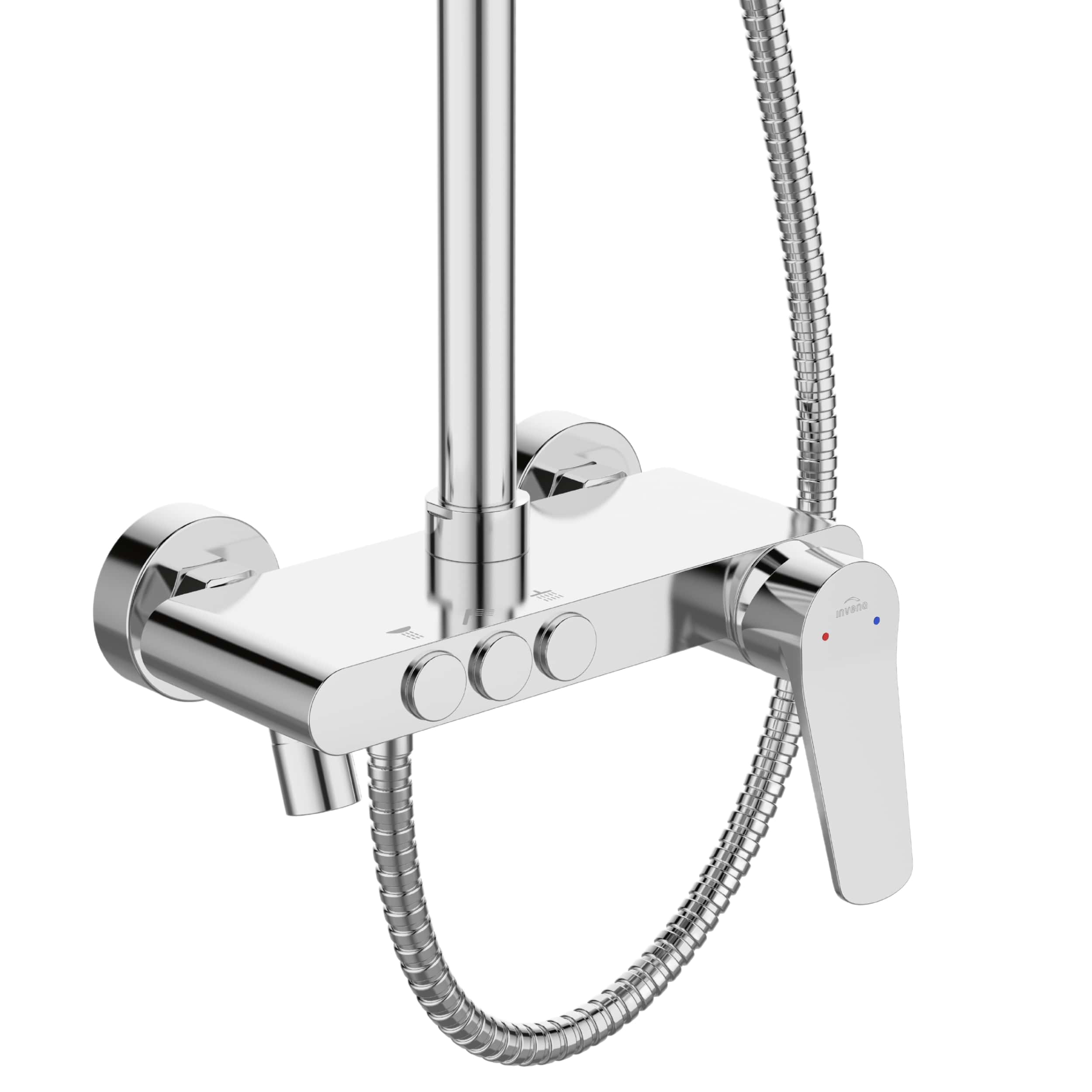 Invena Alonia set de duș perete cu duș de ploaie crom AU-70-D01