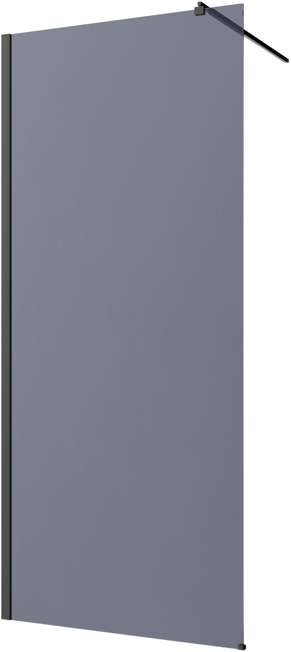 Invena perete cabină de duș walk-in 80 cm negru semi lucios/sticlă de grafit AK-32-183
