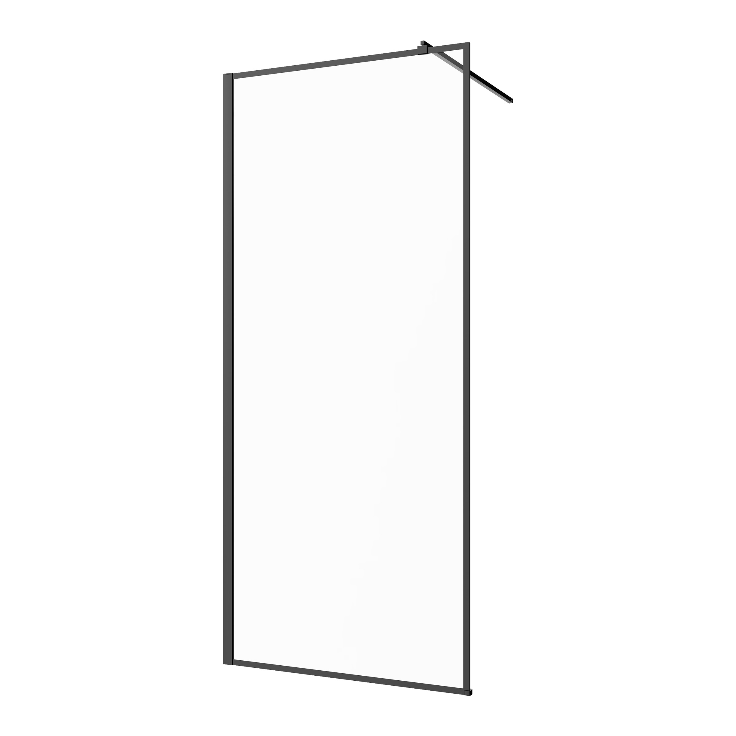 Invena perete cabină de duș walk-in 110 cm negru semi lucios/sticla transparentă AK-32-118