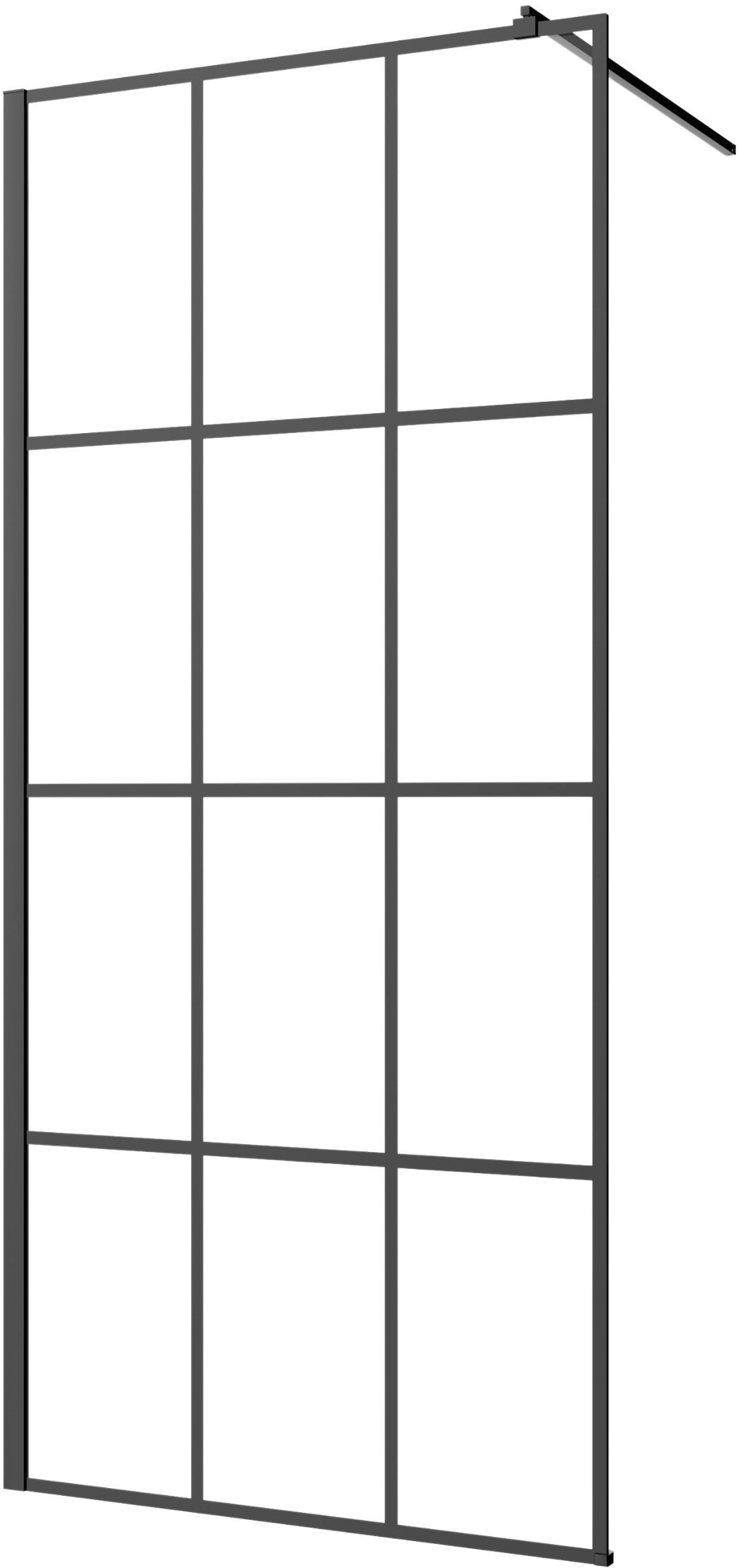Invena perete cabină de duș walk-in 110 cm negru semi lucios/sticla transparentă AK-32-117