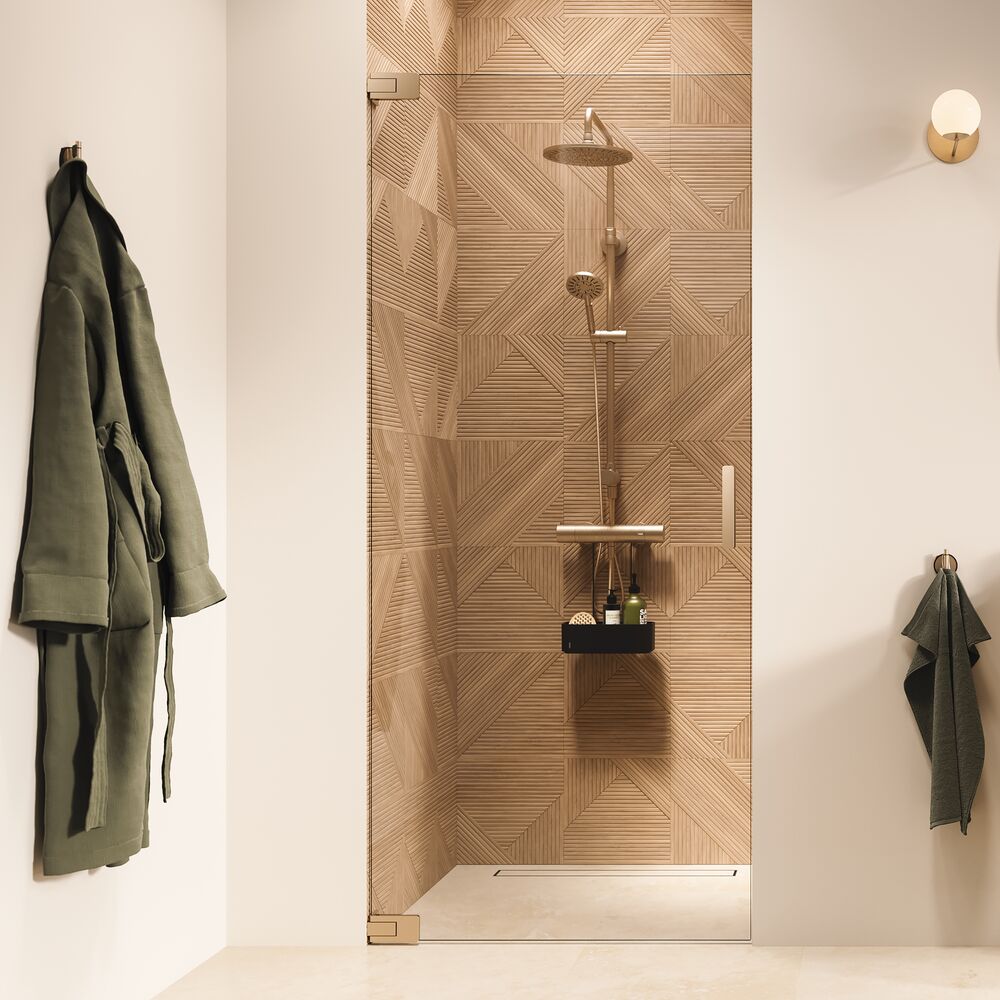 Sealskin Pure uși de duș 100 cm înclinabilă auriu periat/sticlă transparentă PU141006495100