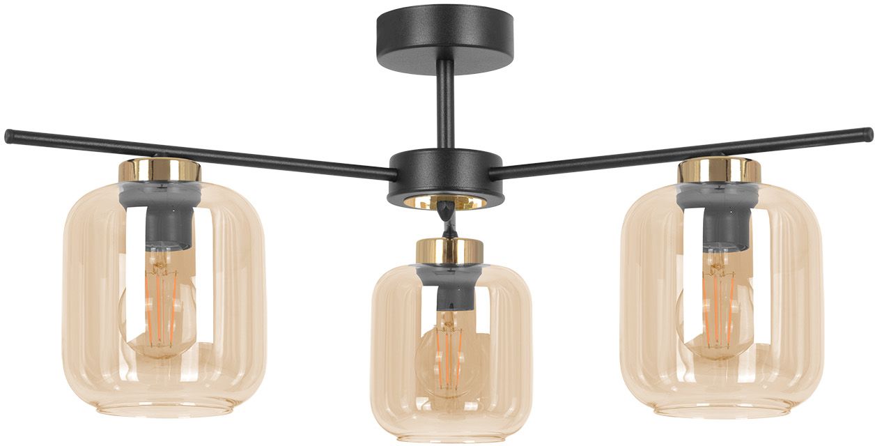 Kaja Iga lampă de tavan 3x15 W negru-auriu-chihlimbar K-5511