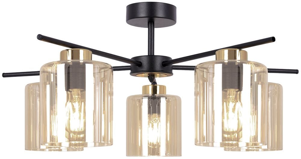 Kaja Aurelia lampă de tavan 5x15 W negru-auriu-chihlimbar K-5522