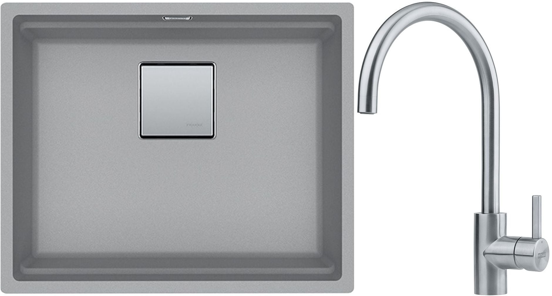 Set chiuvetă din granit Franke Kanon 125.0528.615, baterie bucătărie Franke Eos 115.0590.044