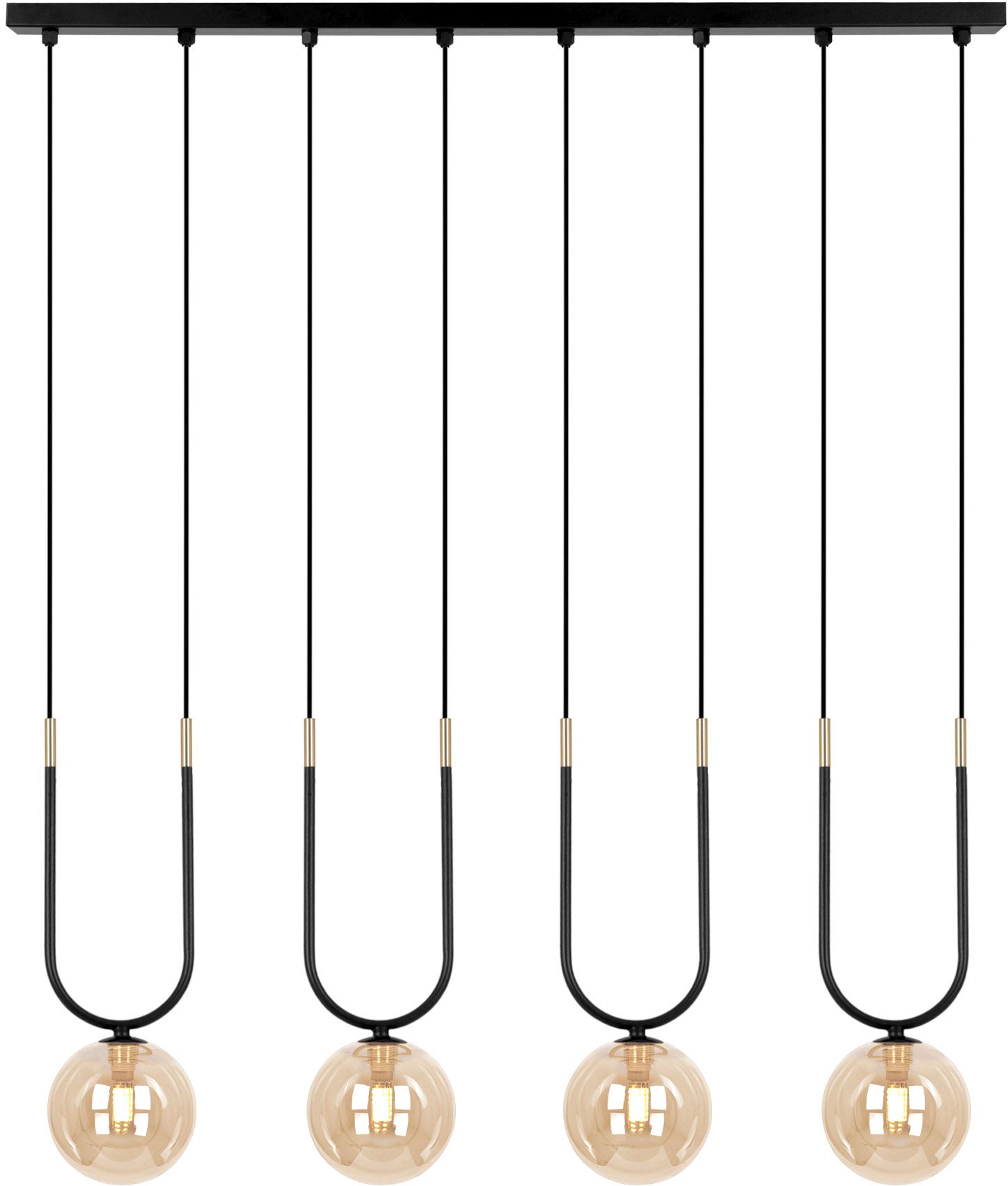 Kaja Goldi lampă suspendată 4x10 W negru-auriu-chihlimbar K-5597