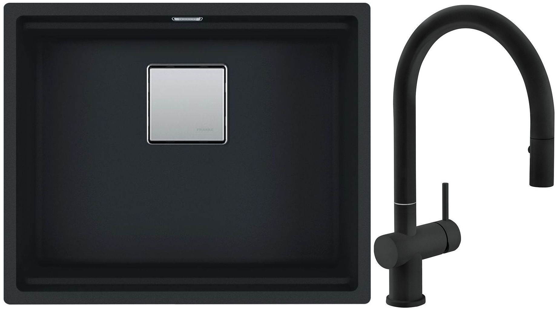 Set chiuvetă din granit Franke Kanon 125.0633.002, baterie bucătărie Franke Active Neo 115.0653.404