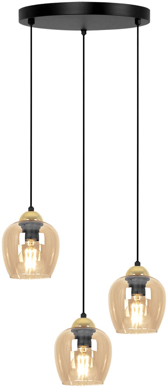 Kaja Tula lampă suspendată 3x15 W negru-auriu-chihlimbar K-5606