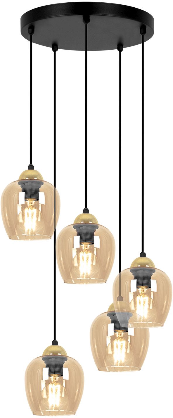 Kaja Tula lampă suspendată 5x15 W negru-auriu-chihlimbar K-5607