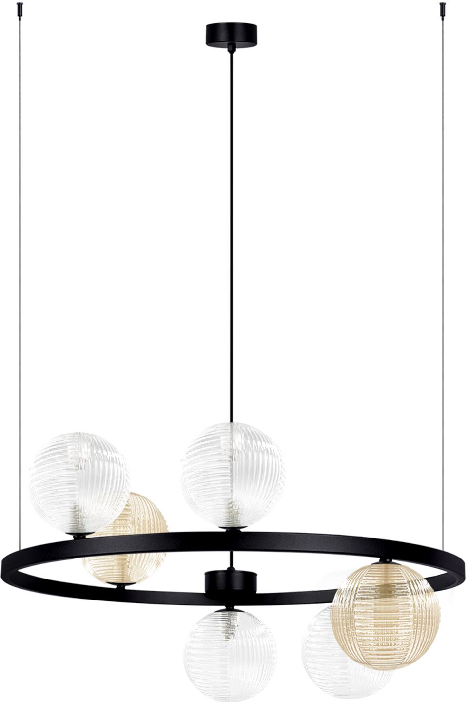 Kaja Saturno lampă suspendată 6x10 W negru-transparent-chihlimbar K-5697