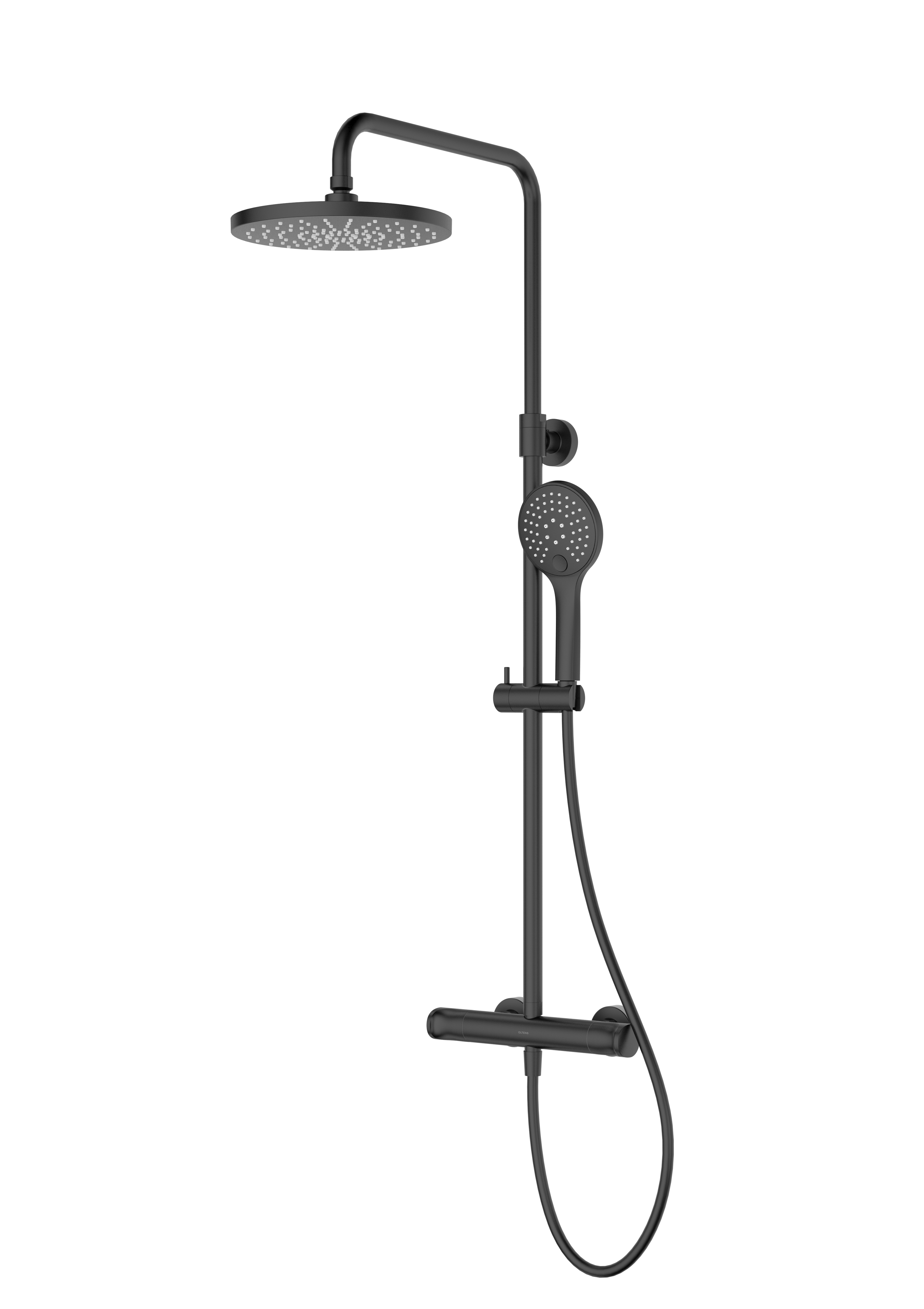 Oltens Vatten set de duș perete cu termostat cu duș de ploaie negru mat 36505300