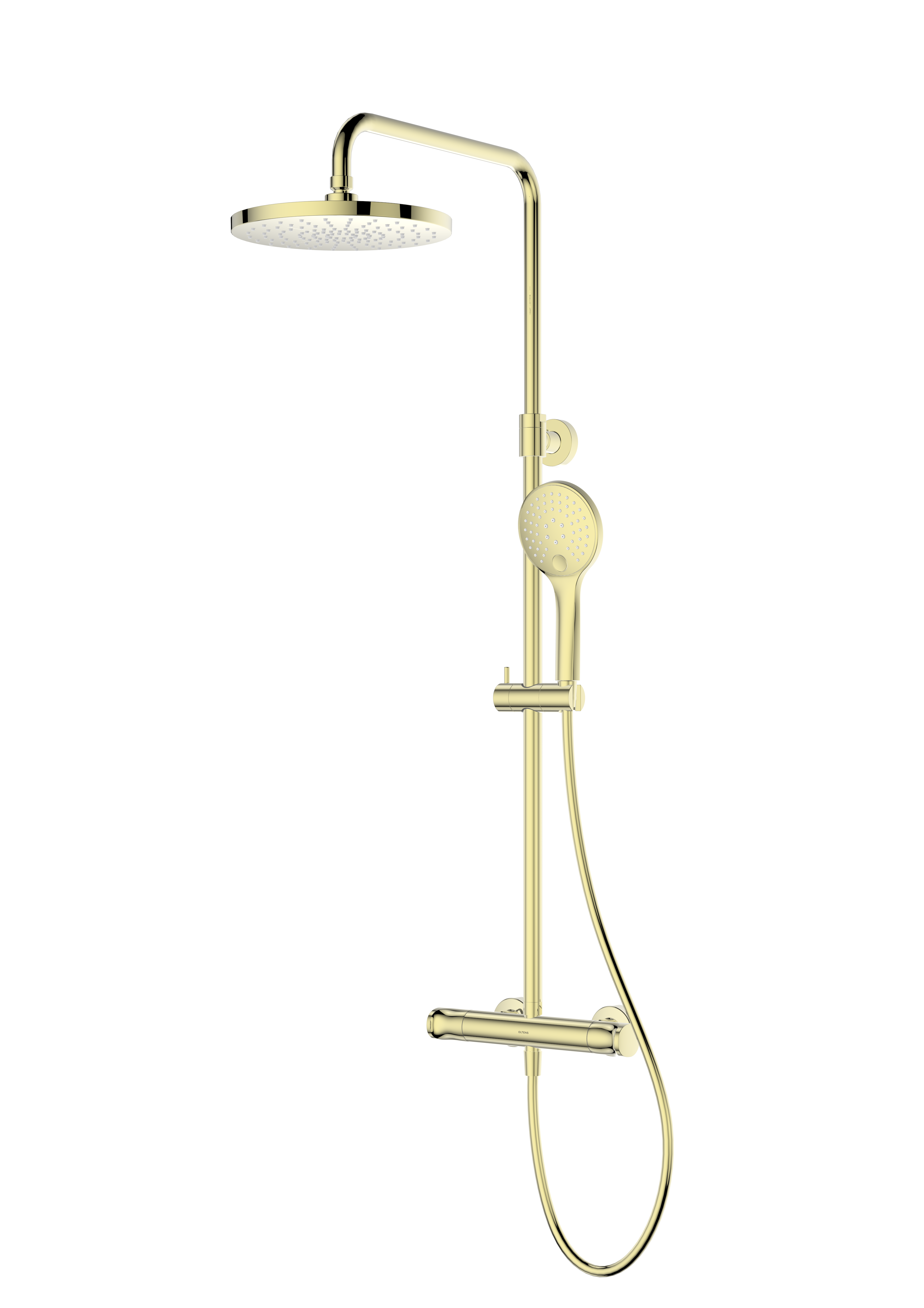 Oltens Vatten set de duș perete cu termostat cu duș de ploaie auriu strălucitor 36505800