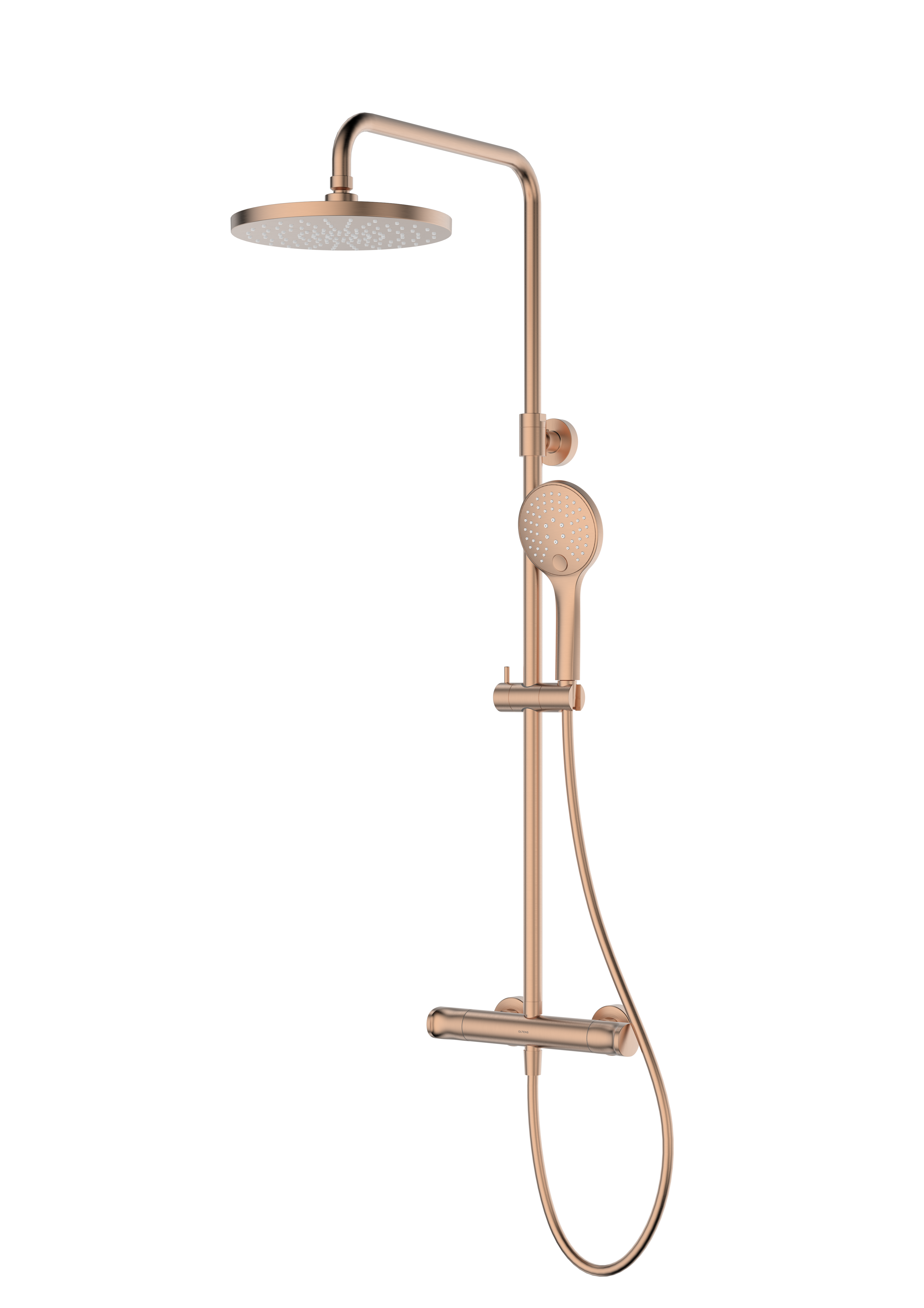 Oltens Vatten set de duș perete cu termostat cu duș de ploaie cupru periat 36505610