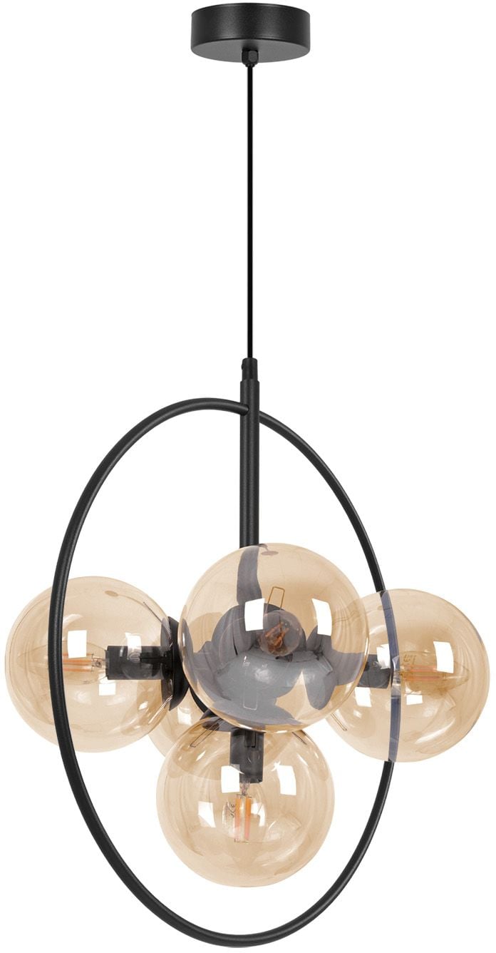 Kaja Piro lampă suspendată 5x10 W negru-chihlimbar K-5369