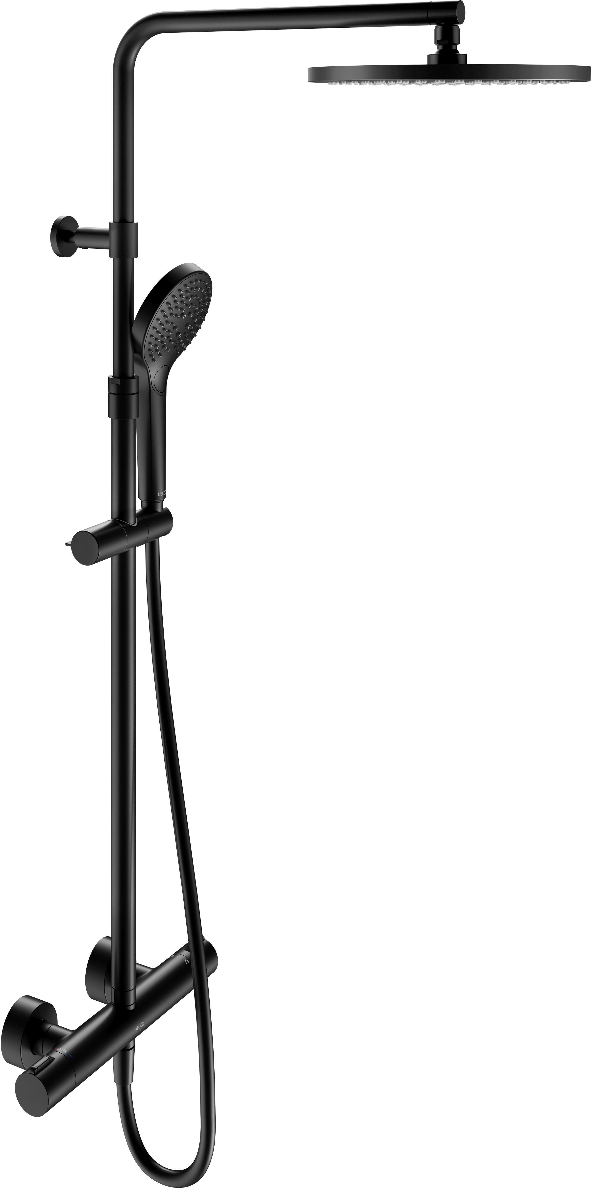 Keuco Plan blue set de duș perete cu termostat cu duș de ploaie negru 53926372321