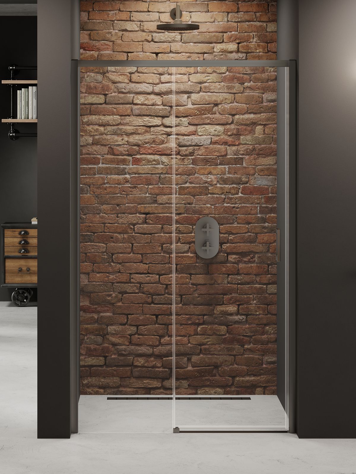 New Trendy Prime Gunmetal Brushed uși de duș 160 cm culisantă periat/sticlă transparentă D-0897A