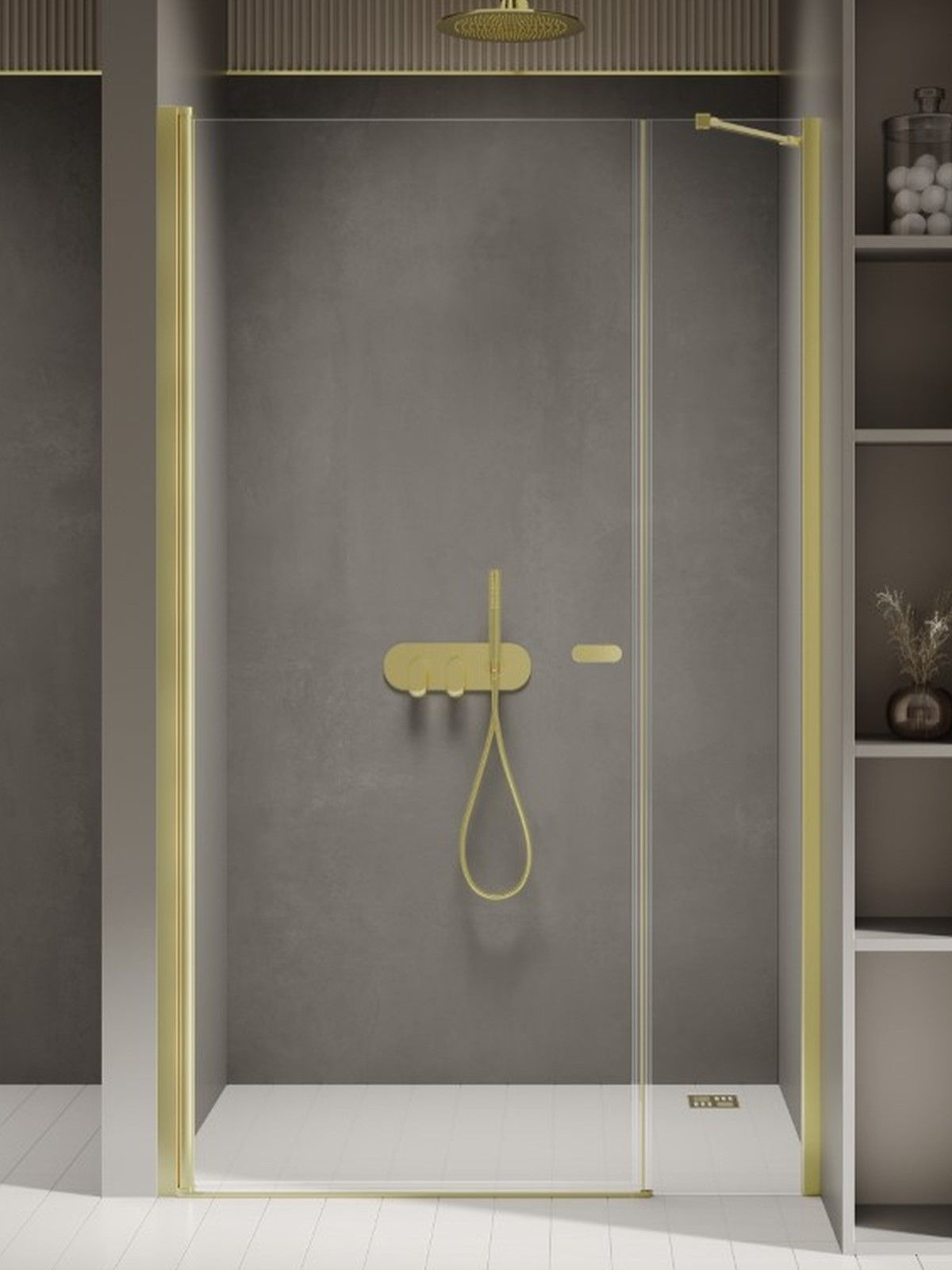 New Trendy New Soleo Light Gold uși de duș 110 cm înclinabilă auriu periat/sticlă transparentă D-0941A-WP