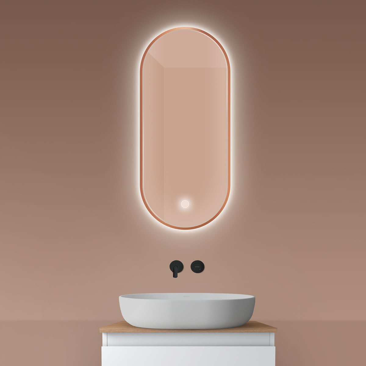 Oltens Nordlis oglindă 40x90 cm oval cu iluminare cu covoraș de încălzire 64113610