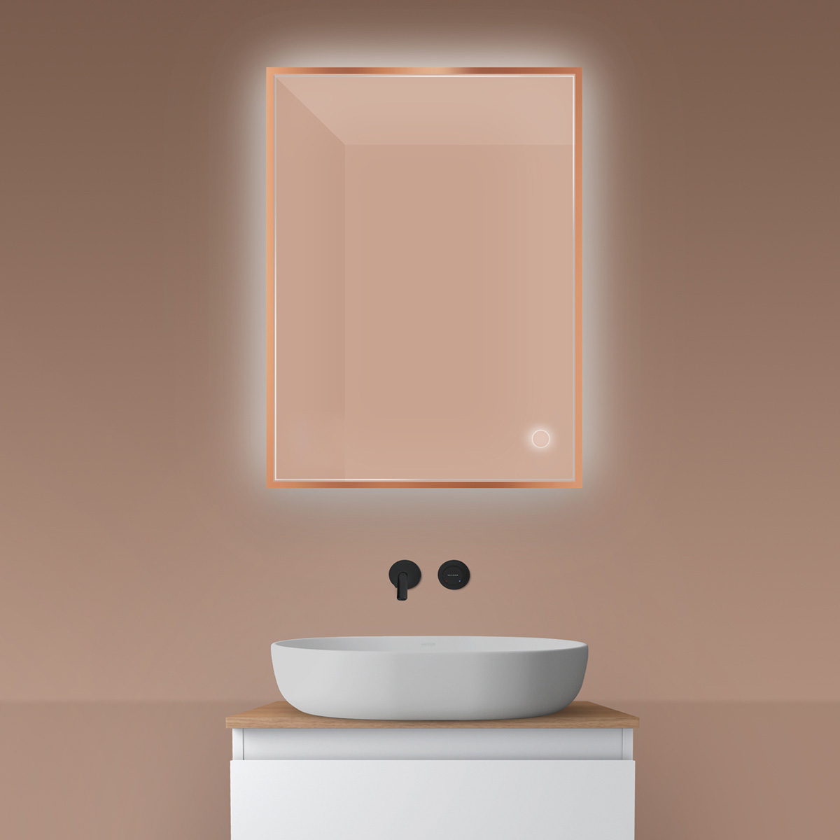 Oltens Nordlis oglindă 60x80 cm dreptunghiular cu iluminare cu covoraș de încălzire 64115610