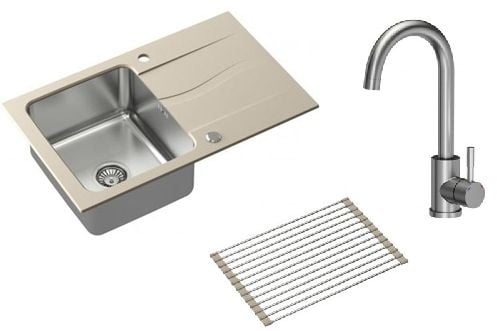 Set chiuvetă din granit-oțel Quadron Michael FUS_M7848BE_3623500BS, scurgător Quadron Q R3825BE_MP
