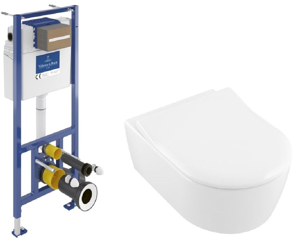 Set vas WC Villeroy & Boch Avento 5656R001, cadru încastrat Villeroy & Boch ViConnect 92099600, 9M87S101