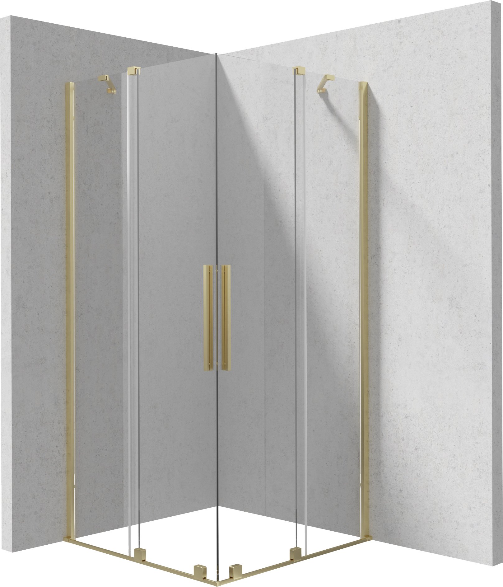 Deante Kerria Plus cabină de duș 90x90 cm pătrat auriu periat/sticlă transparentă KPNRP09P09