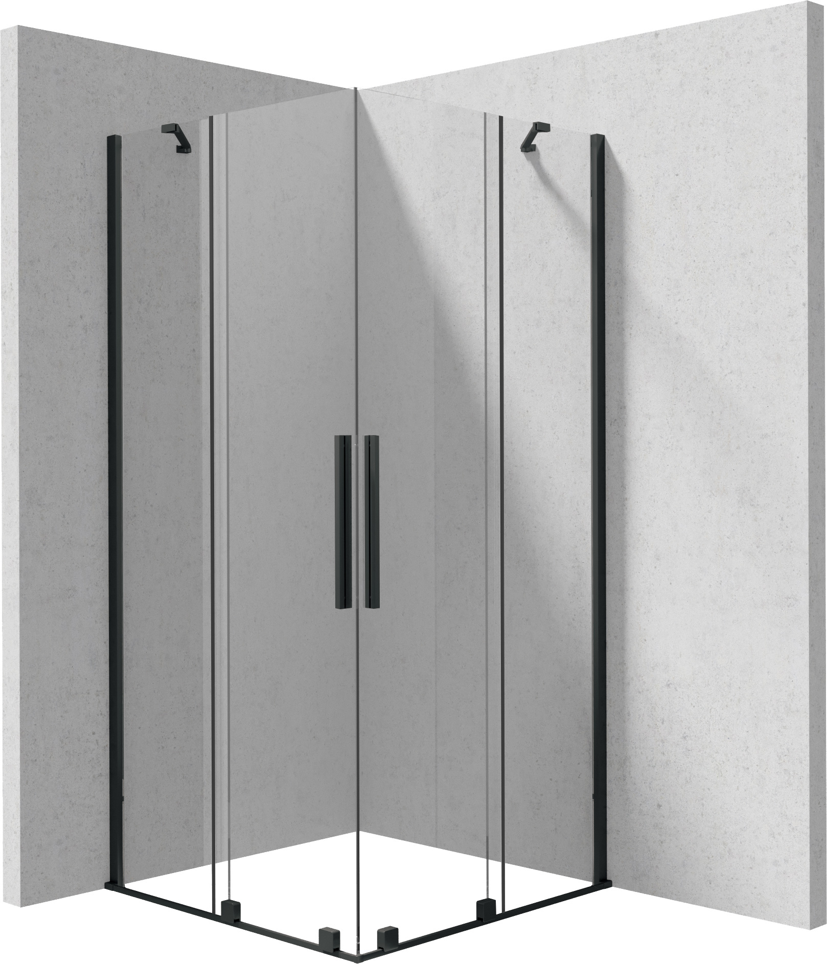 Deante Kerria Plus cabină de duș 90x90 cm pătrat negru mat/sticlă transparentă KPNNP09P09