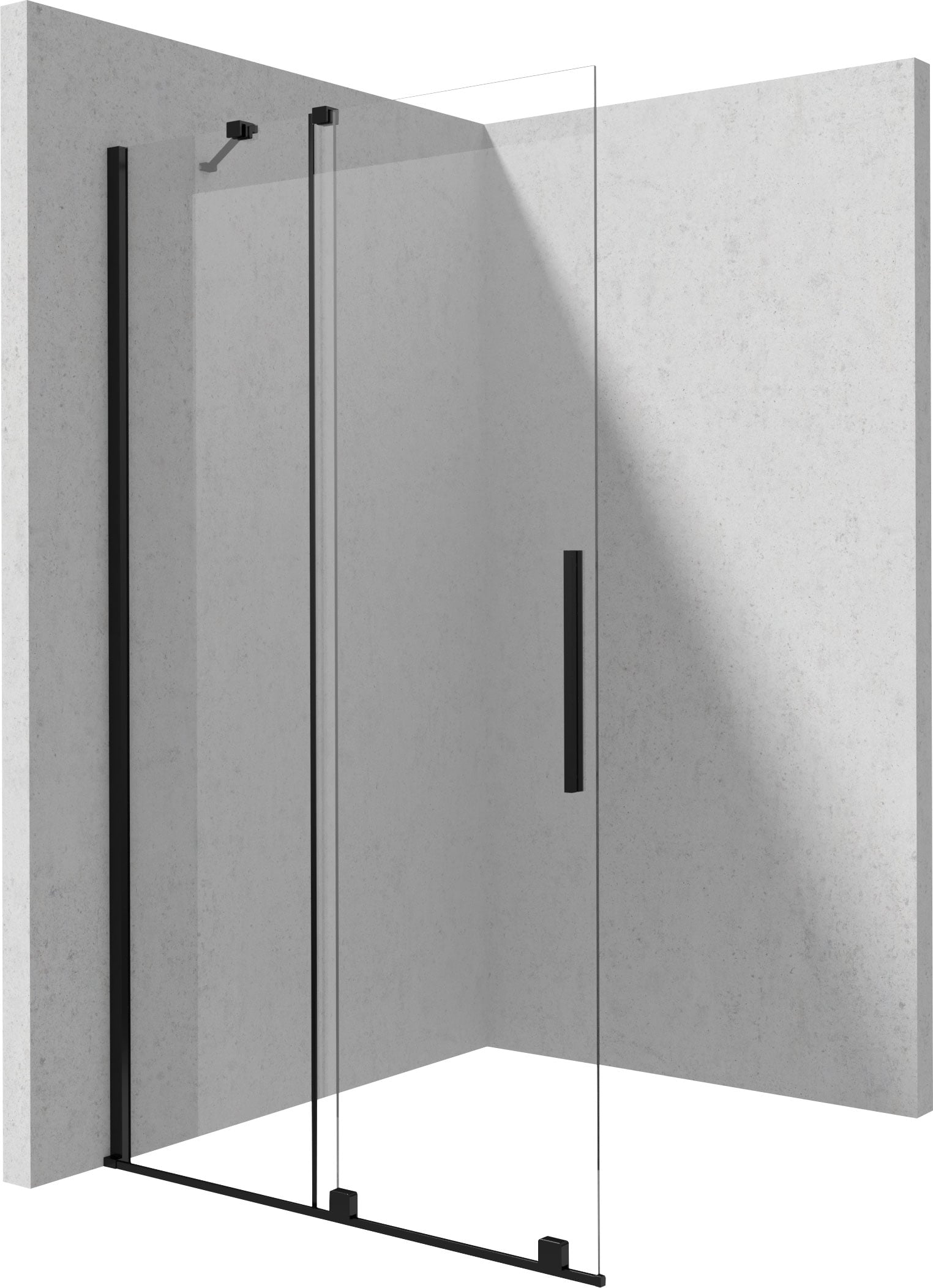 Deante Prizma perete cabină de duș walk-in 140 cm negru mat/sticla transparentă KTJ_N34R