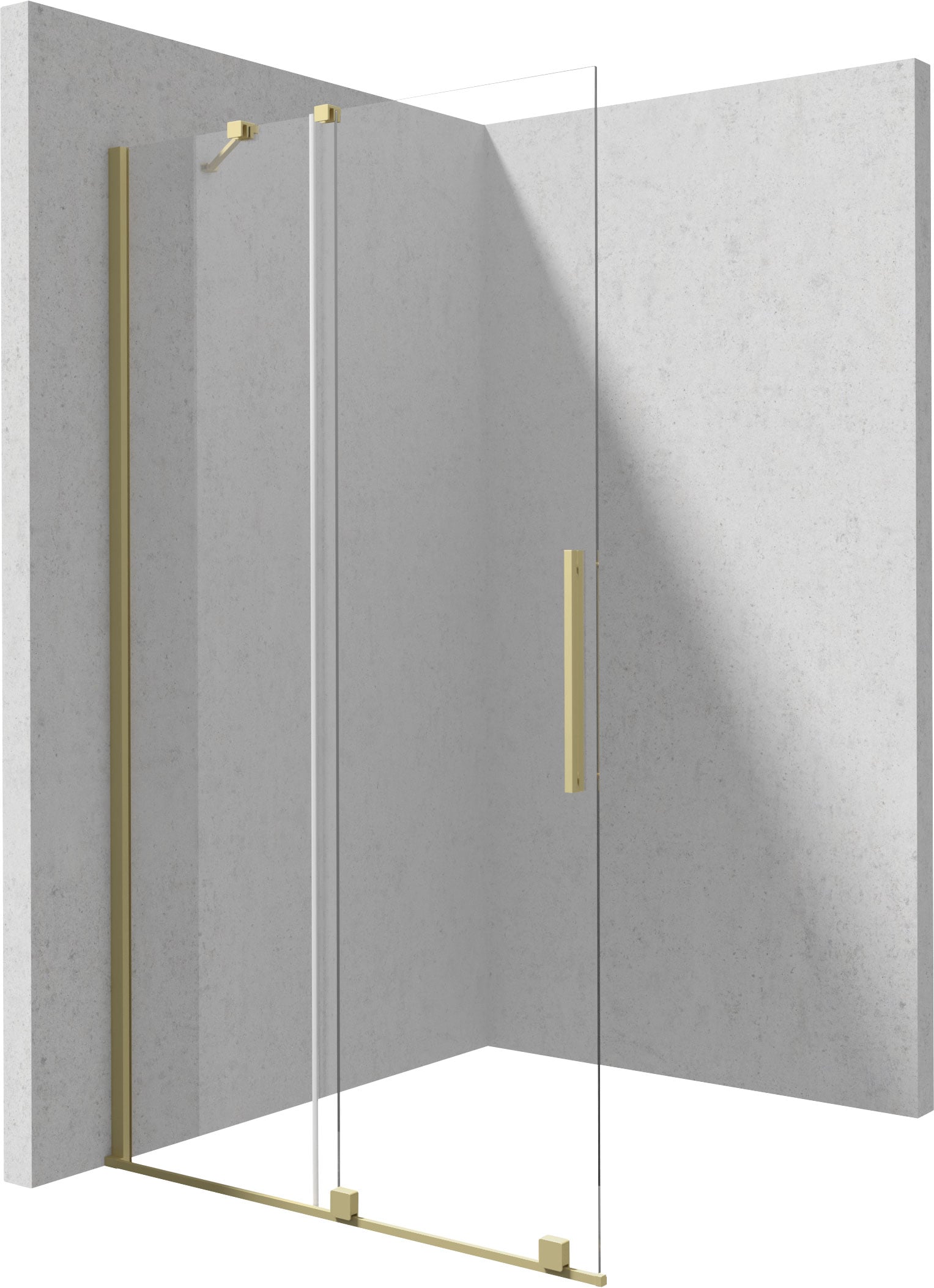 Deante Prizma perete cabină de duș walk-in 140 cm auriu periat/sticla transparentă KTJ_R34R