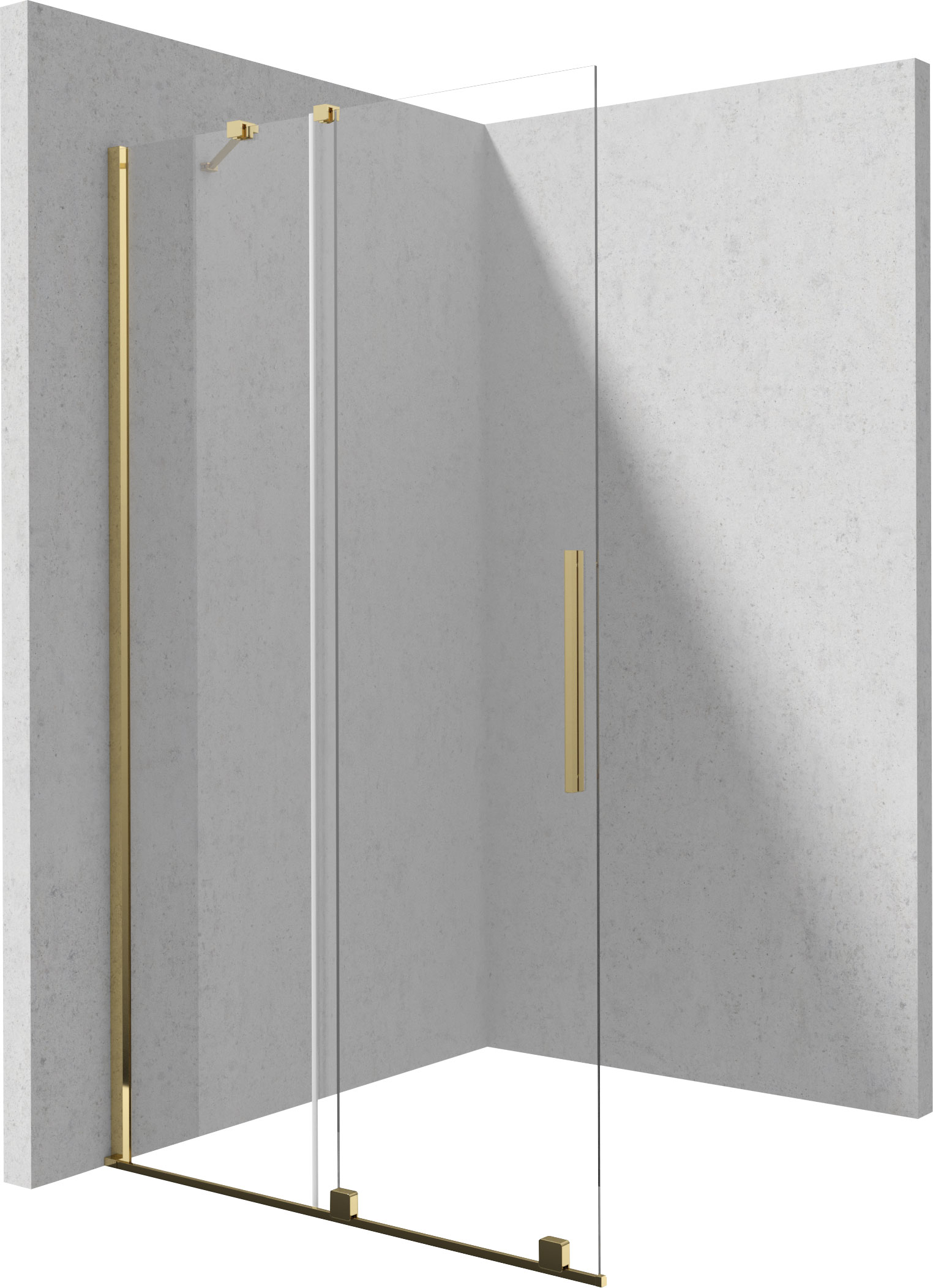 Deante Prizma perete cabină de duș walk-in 140 cm auriu luciu/sticla transparentă KTJ_Z34R