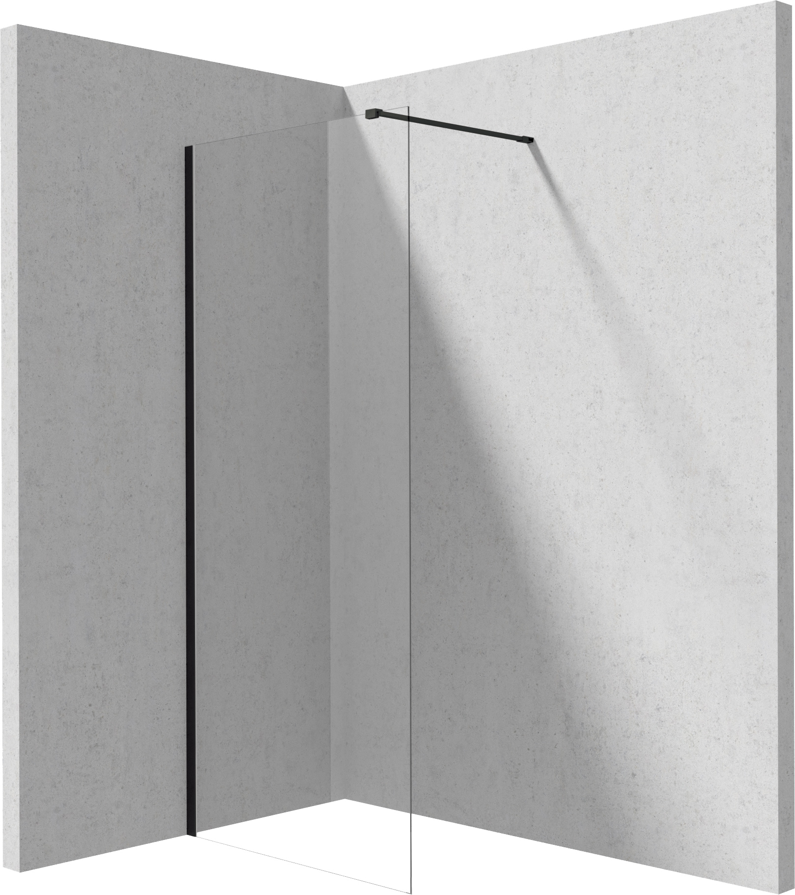 Deante Prizma perete cabină de duș walk-in 110 cm negru mat/sticla transparentă KTJ_N31P