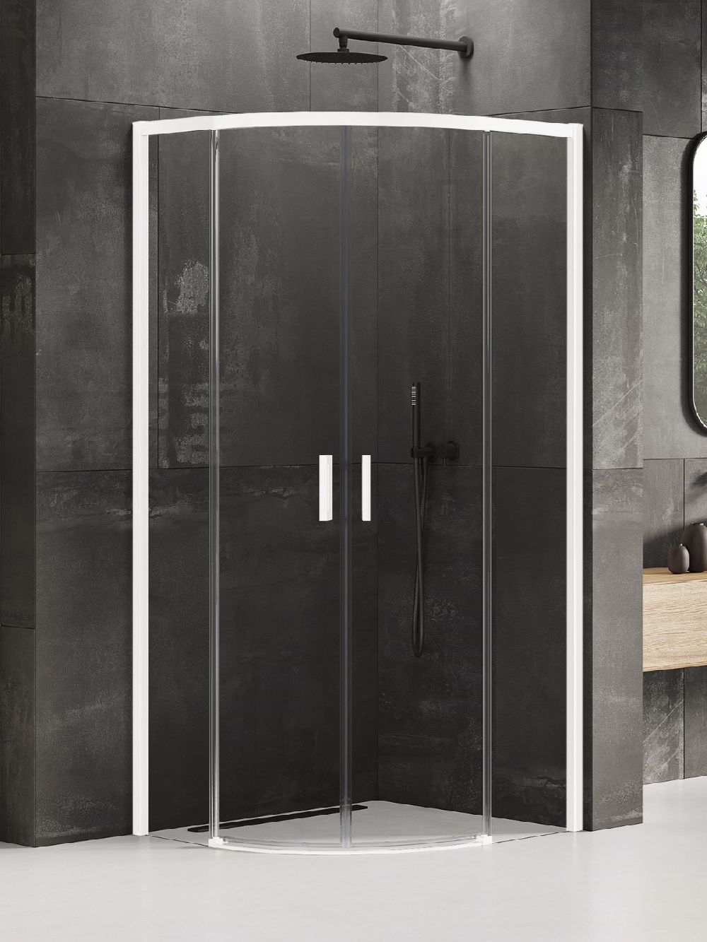New Trendy Prime cabină de duș 80x80 cm semicircular alb mat/sticlă transparentă K-3560