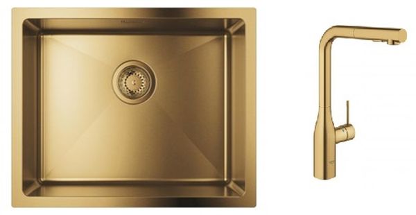 Set baterie bucătărie Grohe Essence 30270GN0, chiuveta din otel Grohe K700 31574GN1