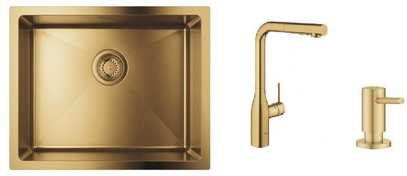 Set baterie bucătărie Grohe Essence 30270GN0, chiuveta din otel Grohe K700 31574GN1, 40535GN0