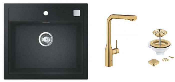 Set baterie bucătărie Grohe Essence 30270GN0, chiuvetă din granit Grohe K700 31651AP0, 40400GN0