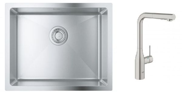 Set baterie bucătărie Grohe Essence 30270DC0, chiuveta din otel Grohe K700 31574SD1